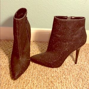 Sparkly black heeled boots